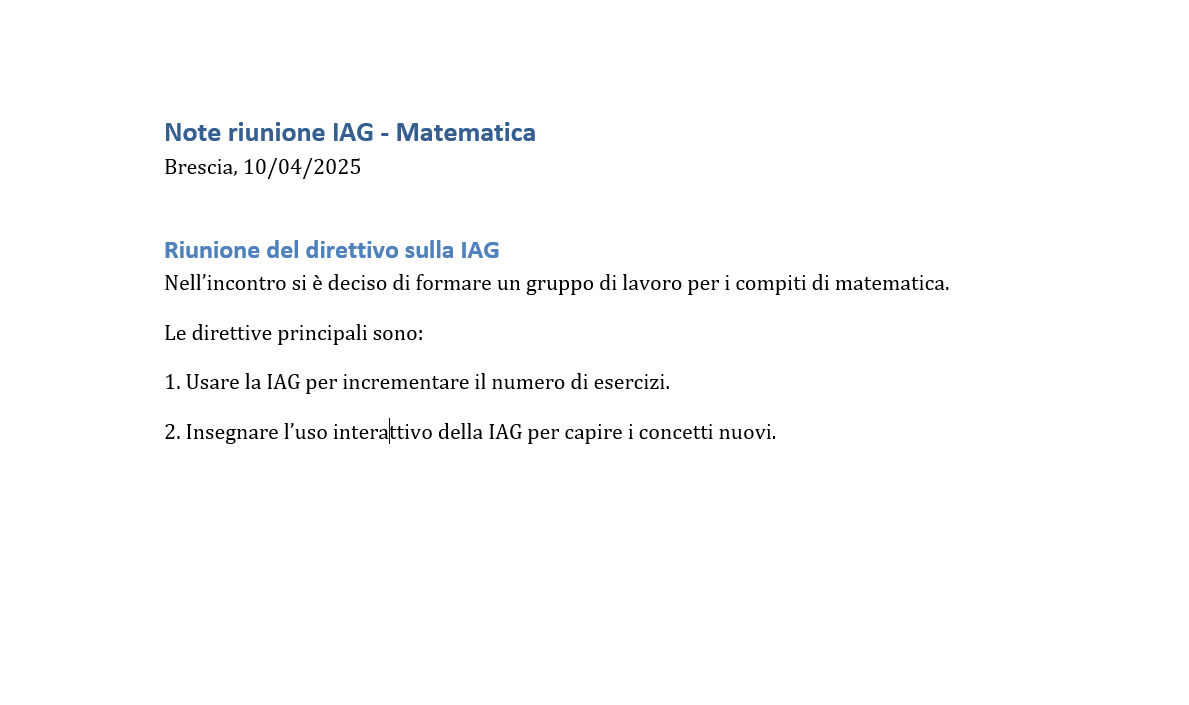 Documento manoscritto trasformato in un file Word ben formattato.